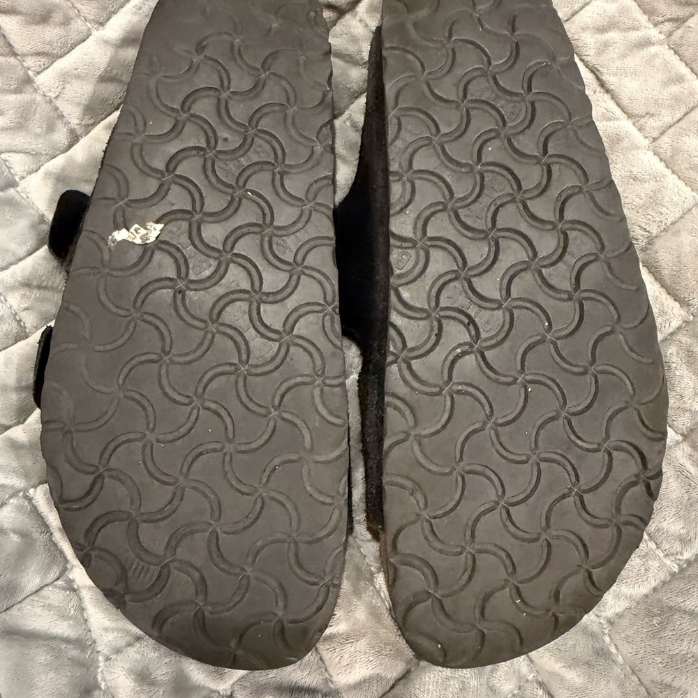 Black Suede Double Buckle Sandals - Picture 4 of 6